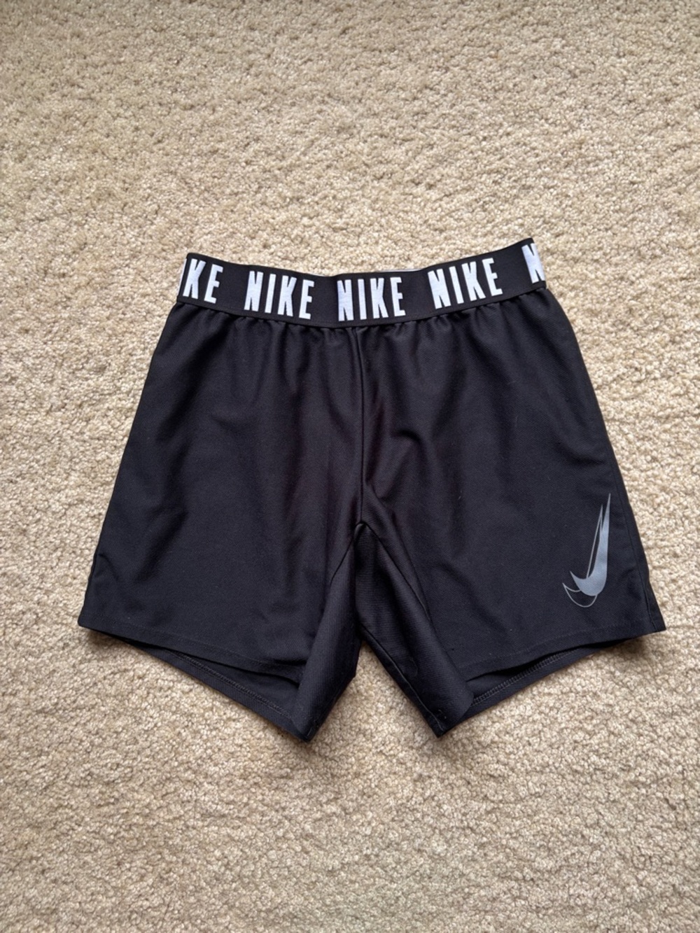 Nike Black Athletic Shorts with White Logo Waistband
